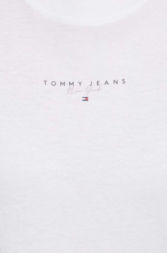 Βαμβακερό μπλουζάκι Tommy Jeans λευκό DW0DW17828