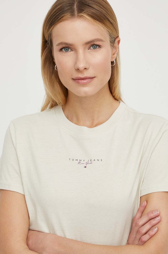 Tommy Jeans t-shirt bawełniany DW0DW17828 beżowy SS24
