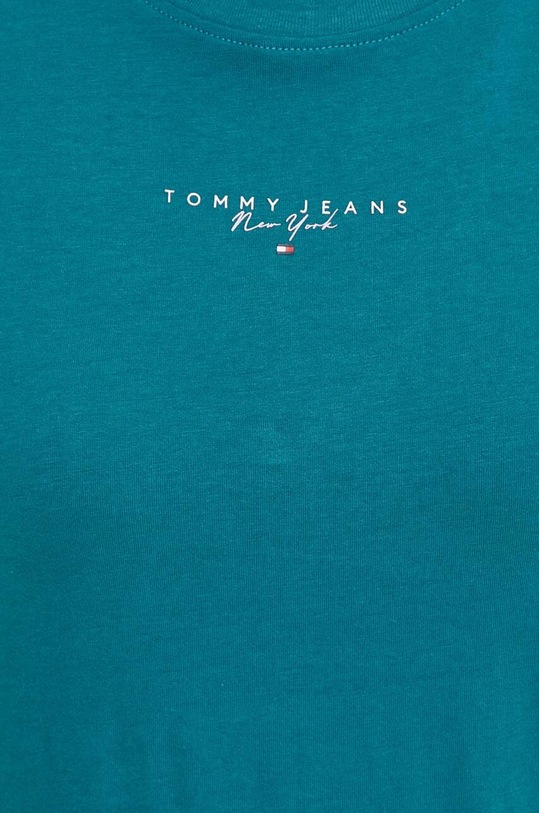 Βαμβακερό μπλουζάκι Tommy Jeans τιρκουάζ DW0DW17828