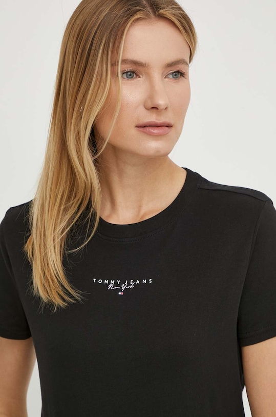Βαμβακερό μπλουζάκι Tommy Jeans βαμβάκι μαύρο DW0DW17828