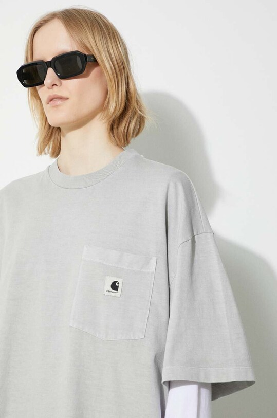 Памучна тениска Carhartt WIP S/S Nelson Grand T-Shirt I031616.1YEGD сив