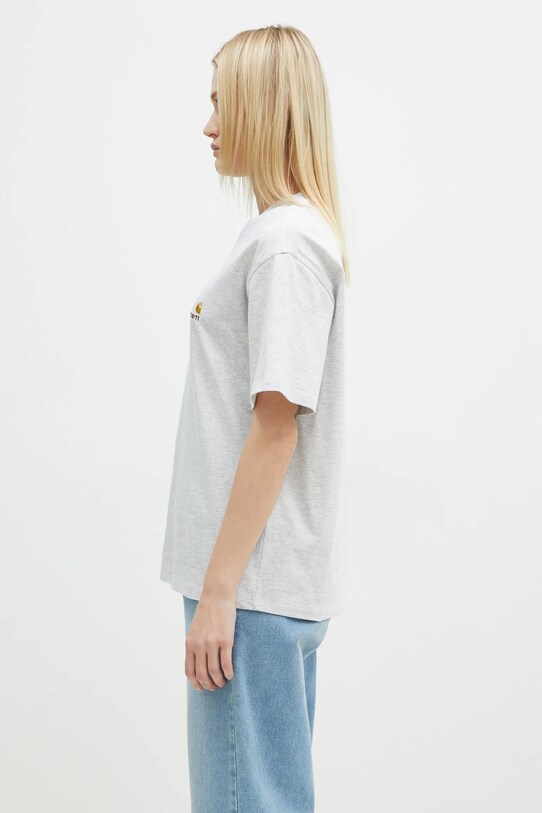 Carhartt WIP t-shirt bawełniany S/S American Script T-Shirt I032218.482XX szary SS24