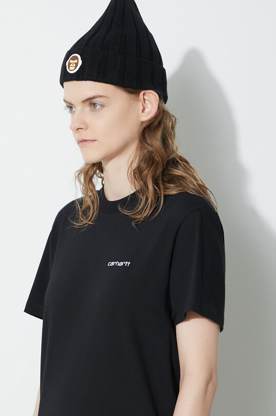 Бавовняна футболка Carhartt WIP S/S Script Embroidery T-S чорний I032293.0D2XX