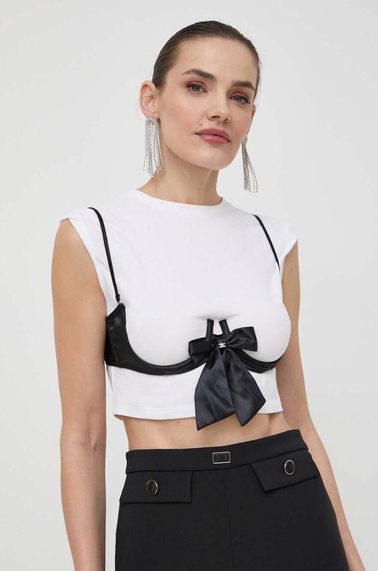 Elisabetta Franchi t-shirt bawełniany bawełna biały TO01542E2