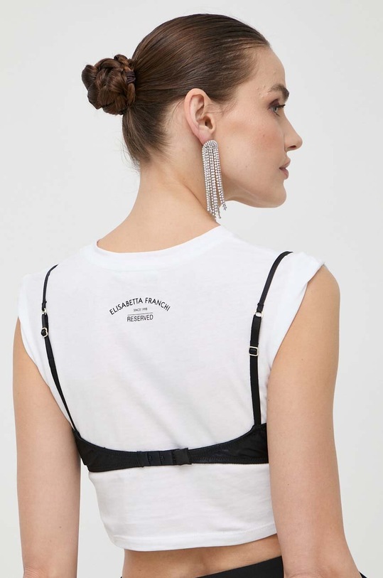 Odzież Elisabetta Franchi t-shirt bawełniany TO01542E2 biały