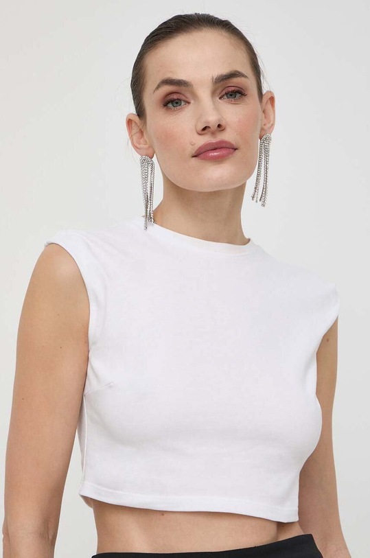 Elisabetta Franchi t-shirt bawełniany biały TO01542E2