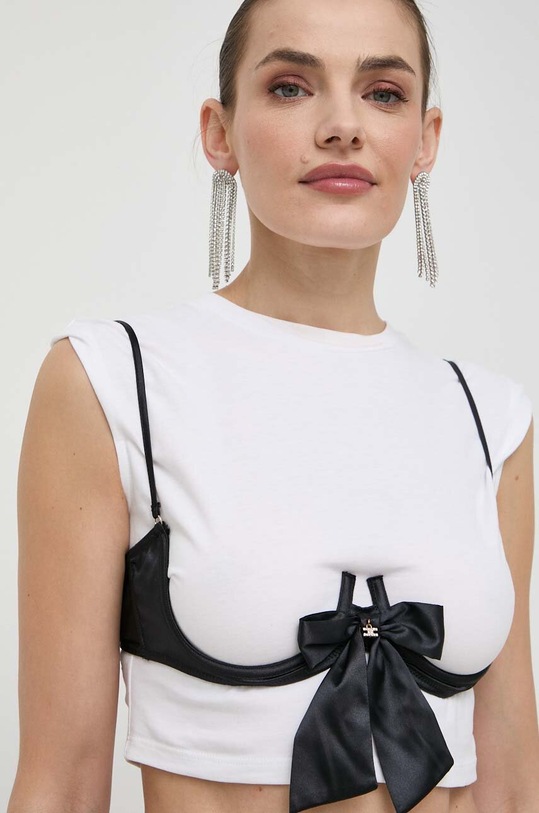 Elisabetta Franchi t-shirt bawełniany TO01542E2 biały