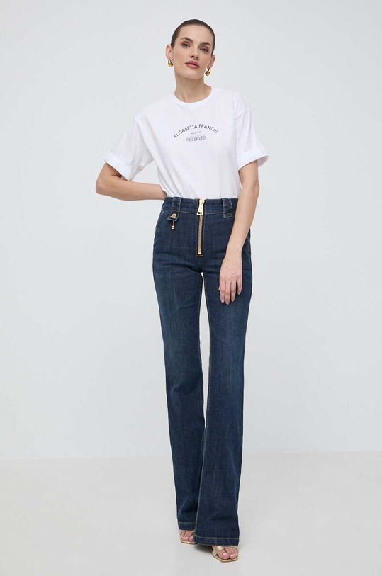 Elisabetta Franchi t-shirt bawełniany MA02342E2 biały SS24
