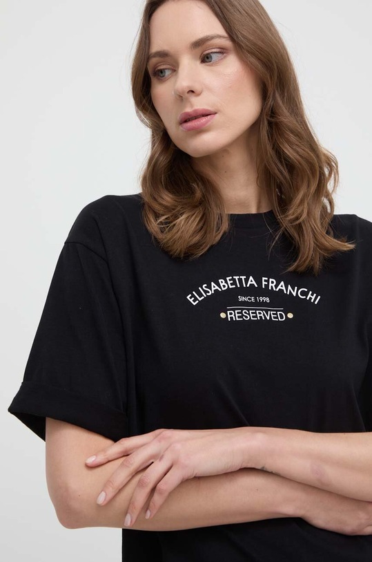 Odzież Elisabetta Franchi t-shirt bawełniany MA02342E2 czarny