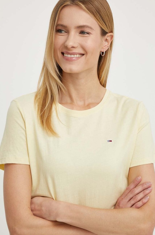 Βαμβακερό μπλουζάκι Tommy Jeans DW0DW14616 κίτρινο AA00