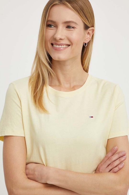 Tommy Jeans t-shirt bawełniany DW0DW14616 żółty AA00