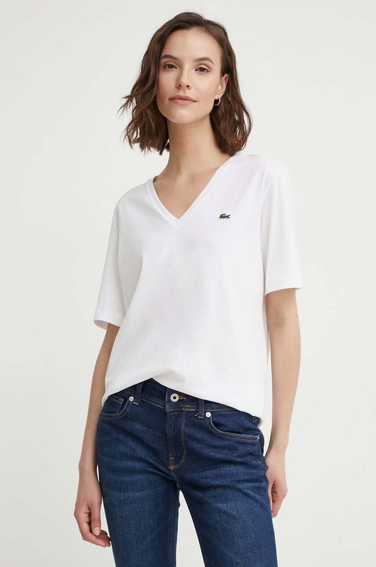 Lacoste tricou din bumbac alb TF7300