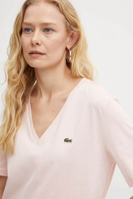 Бавовняна футболка Lacoste рожевий TF7300