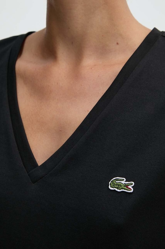 Βαμβακερό μπλουζάκι Lacoste TF7300 μαύρο