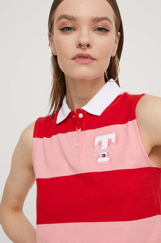 Tommy Jeans top bawełniany czerwony DW0DW17764