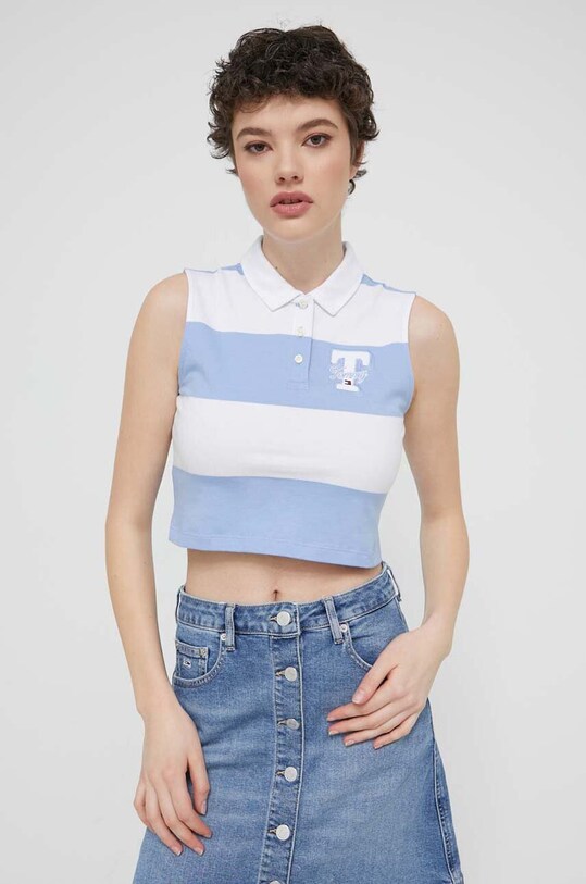 Хлопковый топ Tommy Jeans голубой DW0DW17764