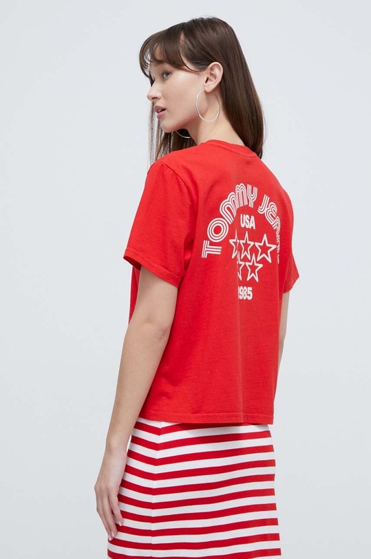 Ρούχα Βαμβακερό μπλουζάκι Tommy Jeans DW0DW17831 κόκκινο