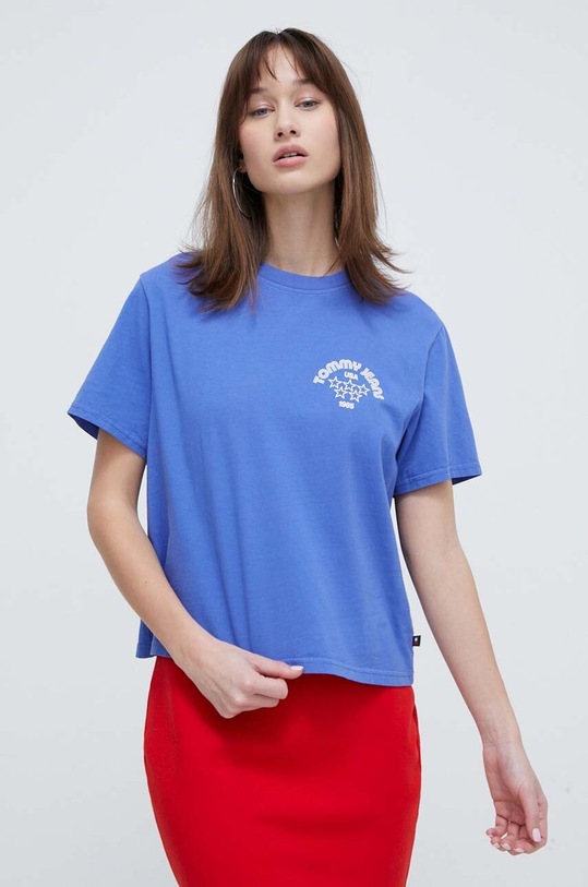 Βαμβακερό μπλουζάκι Tommy Jeans μπλε DW0DW17831