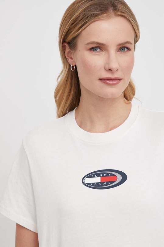 Tommy Jeans t-shirt bawełniany DW0DW18126 beżowy SS24