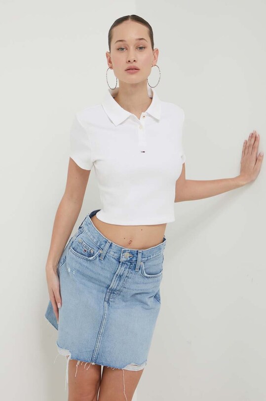 Polo tričko Tommy Jeans slim bílá DW0DW18315