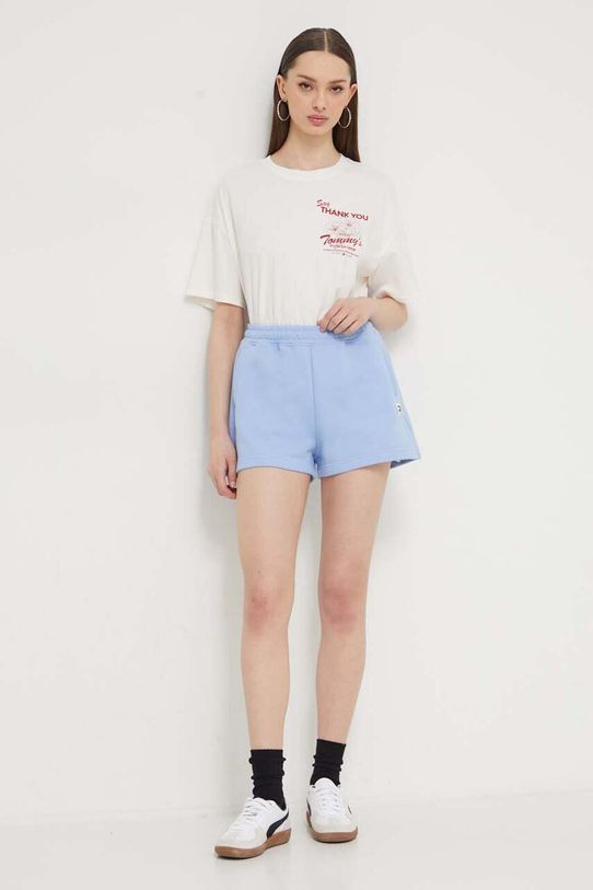 Tommy Jeans pamut póló DW0DW17811 bézs SS24