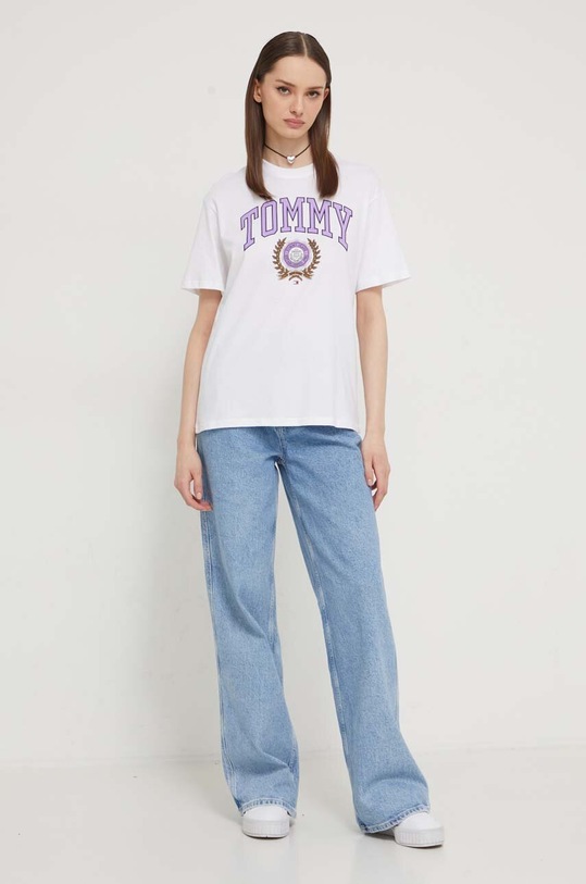 Bavlněné tričko Tommy Jeans DW0DW17824 bílá SS24