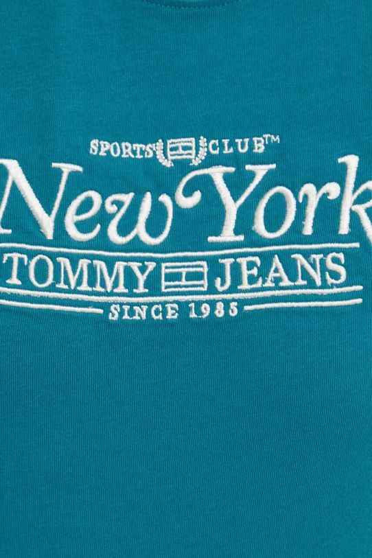 Pamučna majica Tommy Jeans DW0DW17826 tirkizna