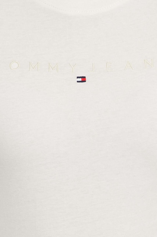 Βαμβακερό μπλουζάκι Tommy Jeans μπεζ DW0DW17827