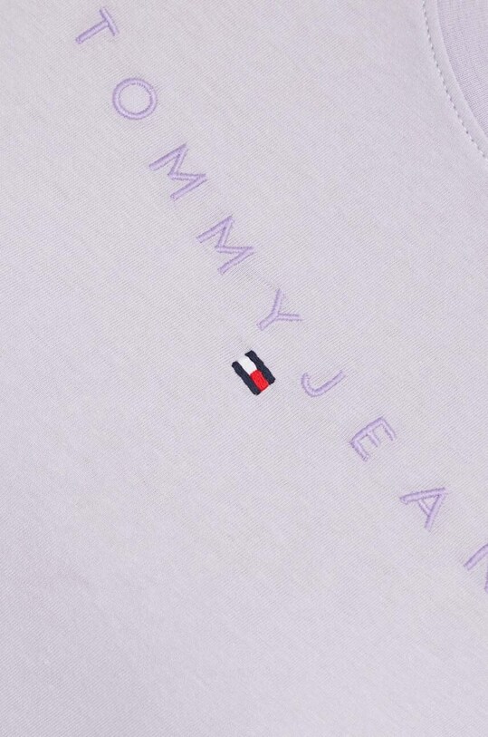 Βαμβακερό μπλουζάκι Tommy Jeans μωβ DW0DW17827