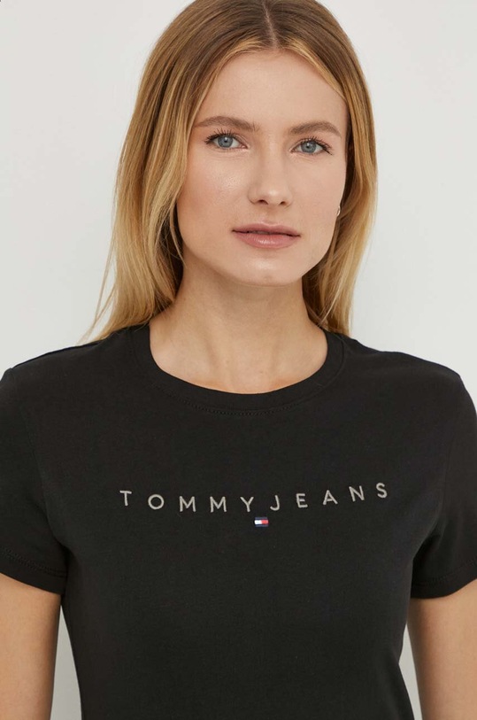 Βαμβακερό μπλουζάκι Tommy Jeans DW0DW17827 μαύρο SS24