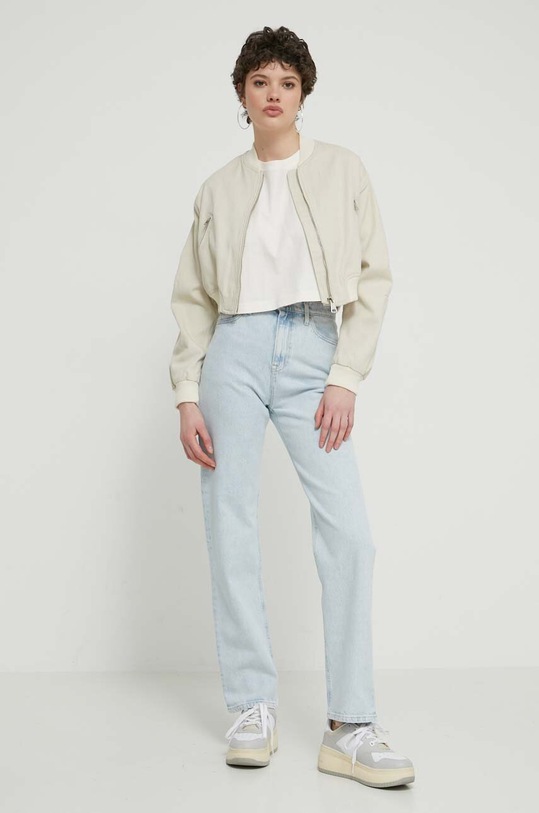 Tommy Jeans t-shirt bawełniany DW0DW18141 beżowy SS24