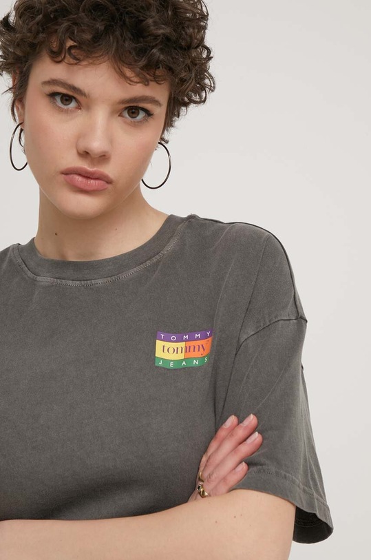 Tommy Jeans t-shirt bawełniany szary DW0DW18141