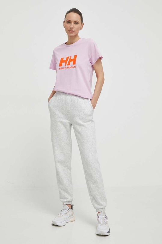 Helly Hansen t-shirt bawełniany 34465 różowy AW24