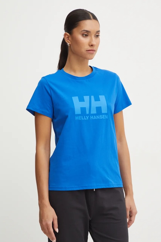 Bavlněné tričko Helly Hansen modrá 34465