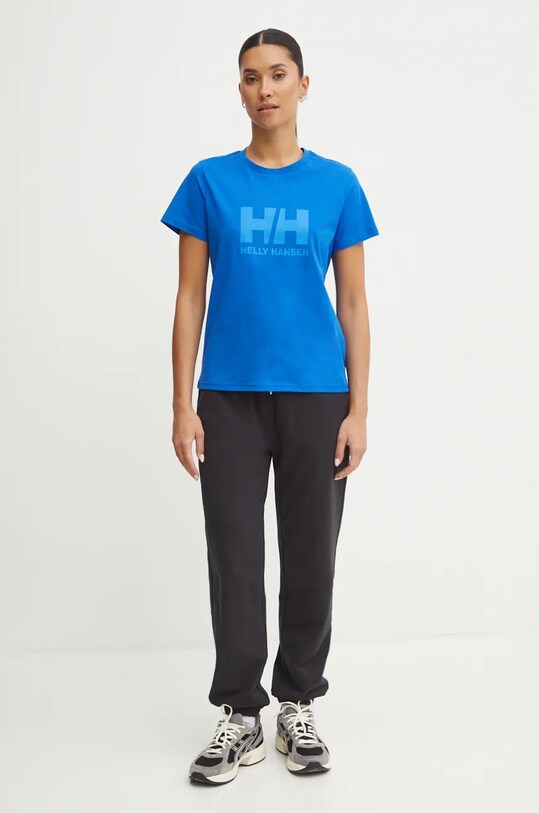 Bavlněné tričko Helly Hansen 34465 modrá AW24