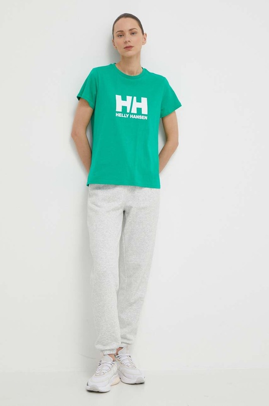 Helly Hansen t-shirt bawełniany 34465 zielony AW24