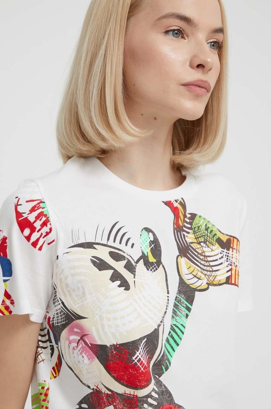 Ruházat Desigual pamut póló x Disney 24SWTKAR fehér