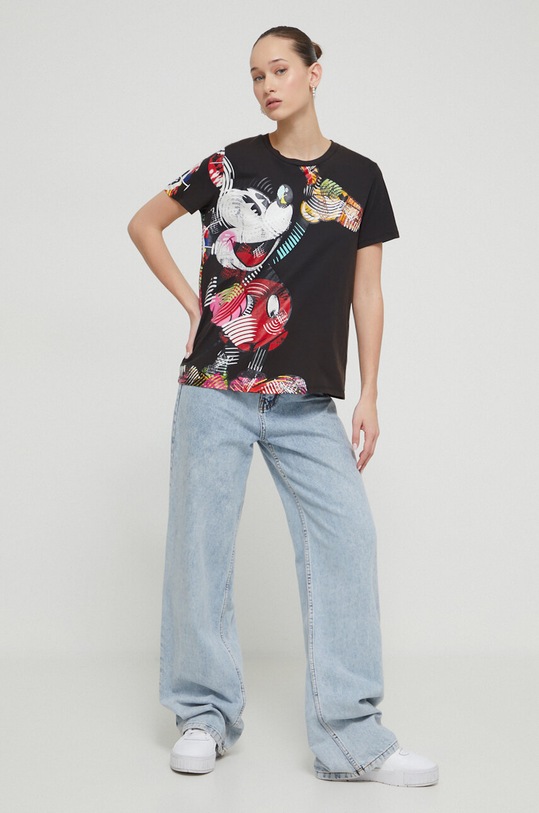 Desigual pamut póló x Disney 24SWTKAR fekete SS24