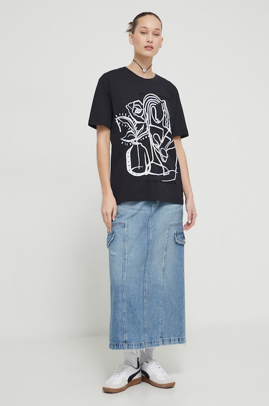 Pamučna majica Desigual TRISTAN 24SWTKB0 crna SS24