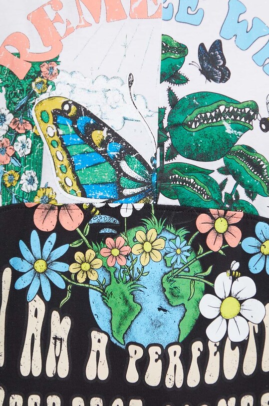 Desigual tricou din bumbac 24SWTKAZ alb