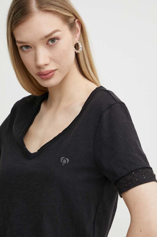 Хлопковая футболка Desigual чёрный 24SWTK82