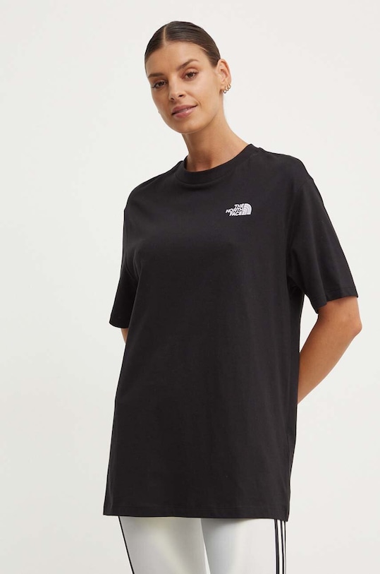 The North Face tricou din bumbac W S/S Essential Oversize Tee imprimeu negru NF0A87NQJK31