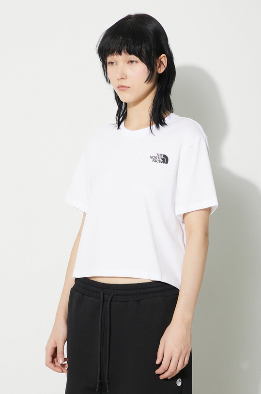 Μπλουζάκι The North Face W Simple Dome Cropped Slim Tee λευκό NF0A87U4FN41