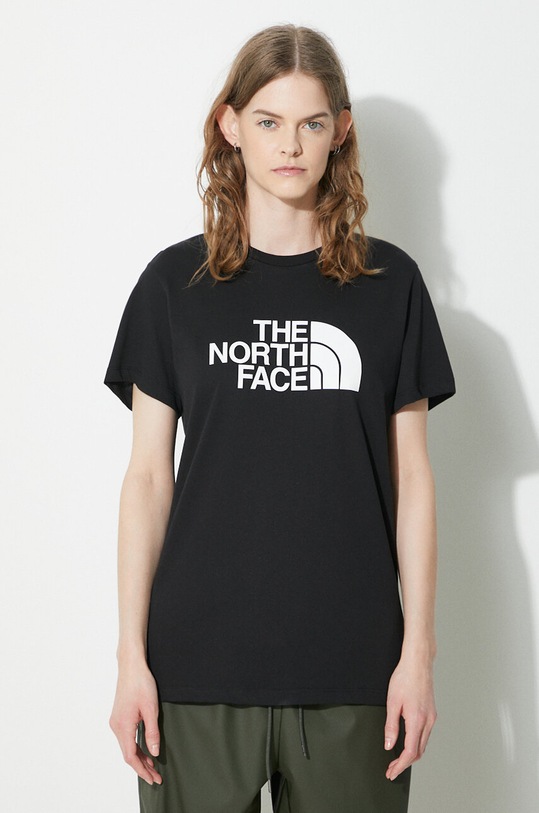 Памучна тениска The North Face W S/S Relaxed Easy Tee стандартна черен NF0A87N9JK31