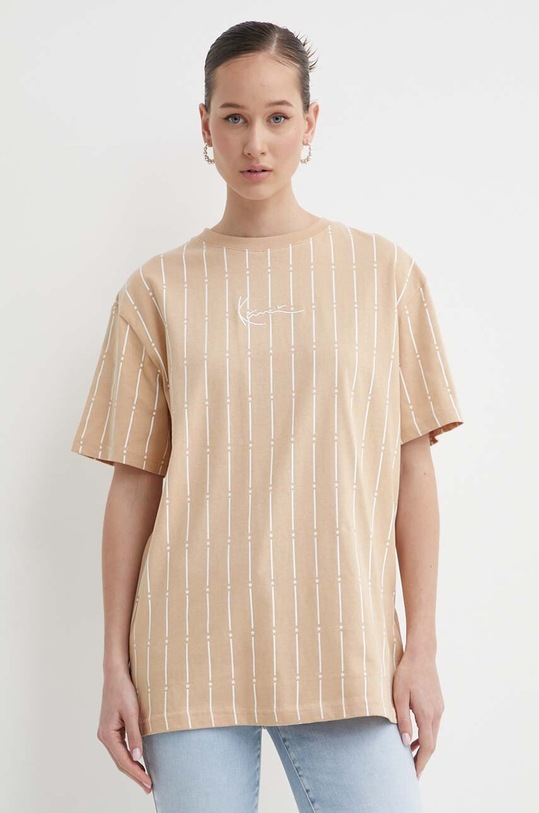 Karl Kani t-shirt bawełniany nadruk beżowy 6137727