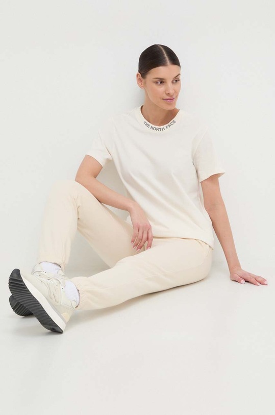 The North Face t-shirt bawełniany NF0A87DJQLI1 beżowy SS24