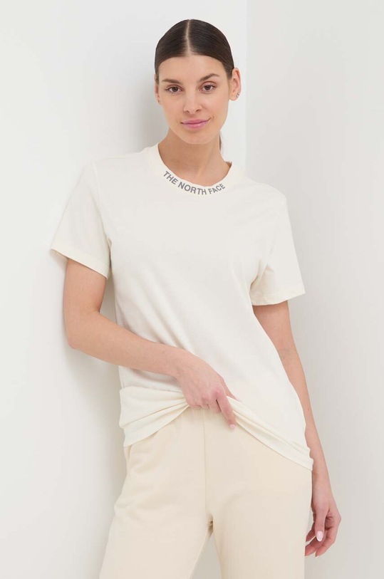 The North Face t-shirt bawełniany beżowy NF0A87DJQLI1