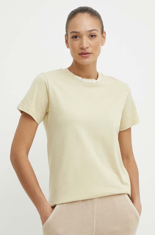 Βαμβακερό μπλουζάκι The North Face μπεζ NF0A87DJ3X41