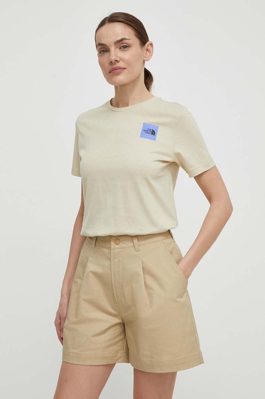 The North Face t-shirt bawełniany nadruk beżowy NF0A87EH3X41