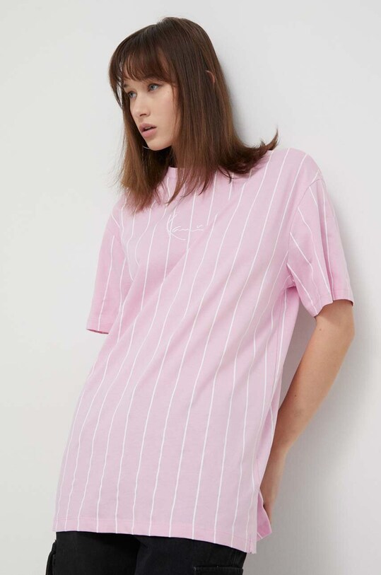 Karl Kani t-shirt bawełniany wzorzyste różowy 6130908